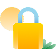 Padlock with sun behind