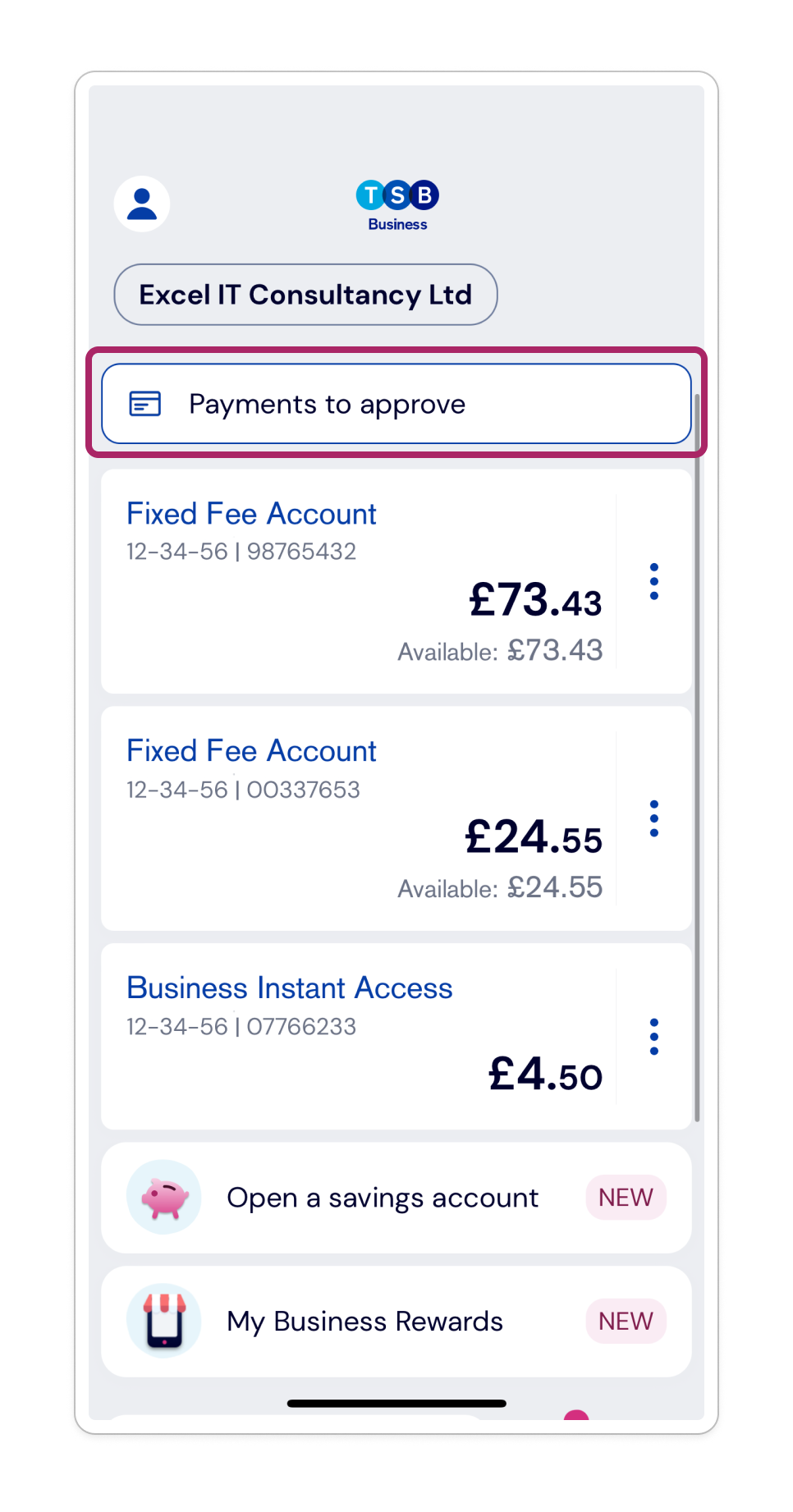 Log in to the app and tap ‘Payments to approve’.