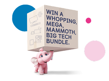 Tiny the elephant holding big box