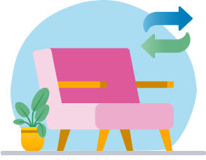 Armchair with plant pot on the floor 