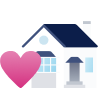 White house with a pink heart