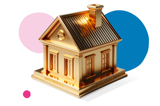 Tiny the elephant with a golden house