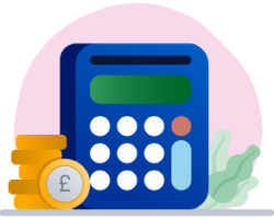 Calculator and coin stack